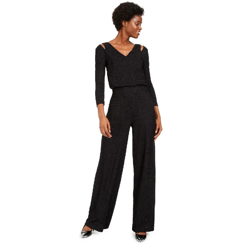Leisure Travel Calvin Klein Women's V Neck Split Shoulder Jumpsuit Black Size 10