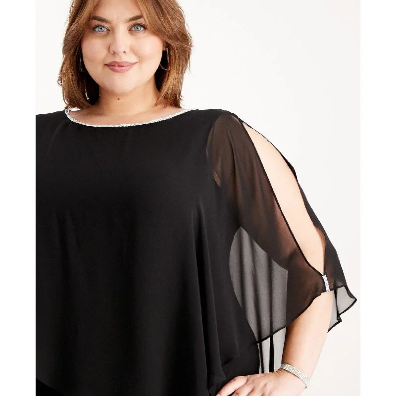Simple Design Msk Women's Plus-Size Embellished Chiffon-Overlay Dress Black Size 3 Extra Large - XXX-Large Simple Design Msk Women's Plus-Size Embellished Chiffon-Overlay Dress Black Size 3 Extra Large - XXX-Large