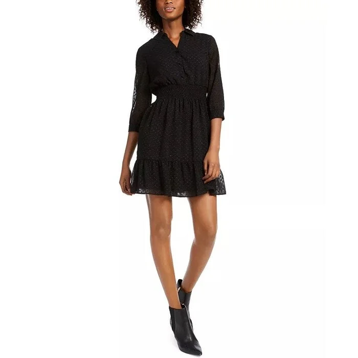 Warm Winter Series Maison Jules Women's Polka Dot Dress Black Size Medium