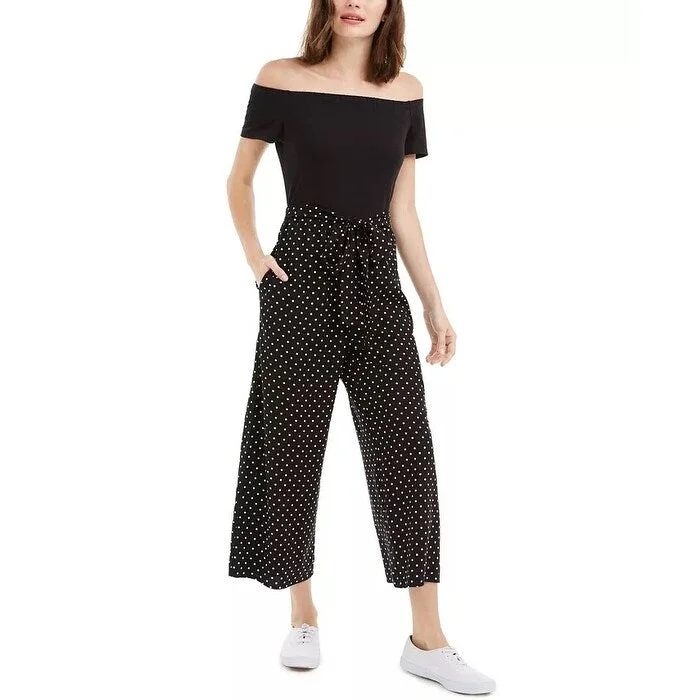 Fresh Wear Maison Jules Women's Off The Shoulder Jumpsuit Black Size Medium