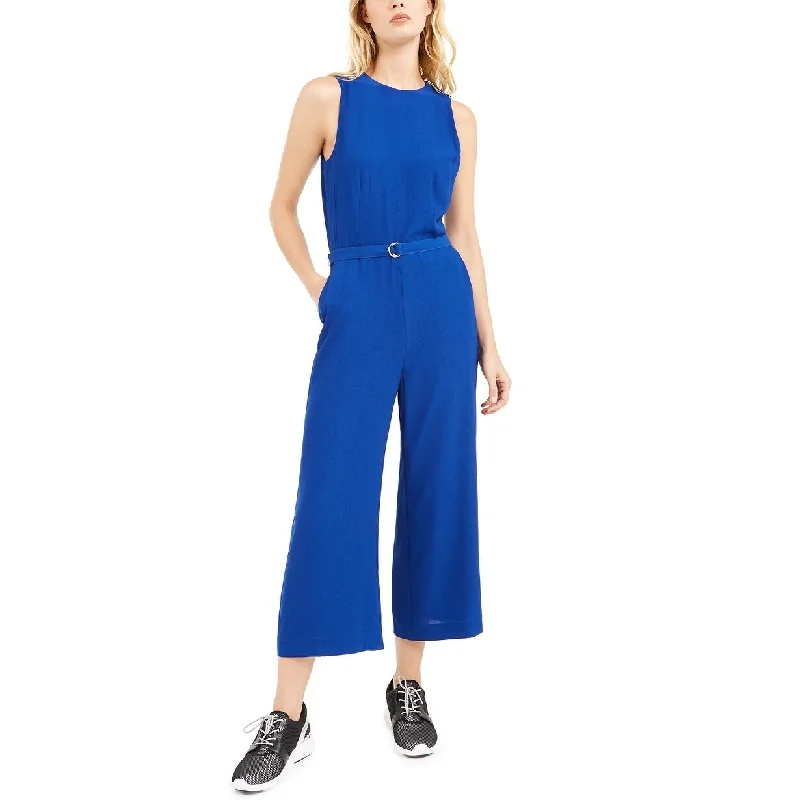 Celebrity Style Michael Kors Women's Belted Jumpsuit Blue Size 10