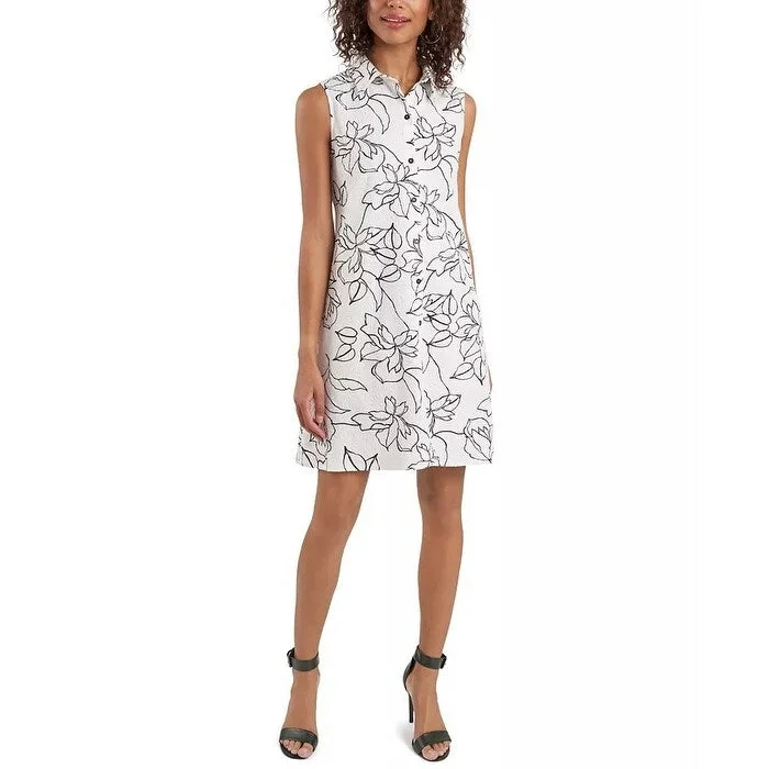 Simple Matching MSK Women's Petite Printed Shirtdress White Size Petite Medium - Petite Medium Simple Matching MSK Women's Petite Printed Shirtdress White Size Petite Medium - Petite Medium