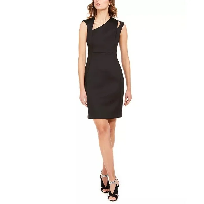 Integrated Design Calvin Klein Women's Asymmetrical Sheath Dress Black Size 16