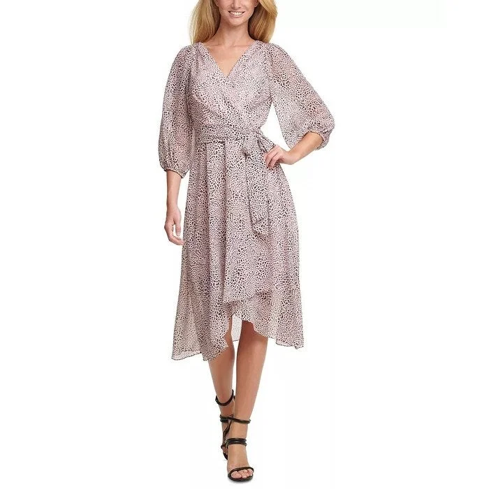 Comfortable And Cold-proof DKNY Women's Printed Balloon-Sleeve Wrap DressPink Size 14 Comfortable And Cold-proof DKNY Women's Printed Balloon-Sleeve Wrap DressPink Size 14