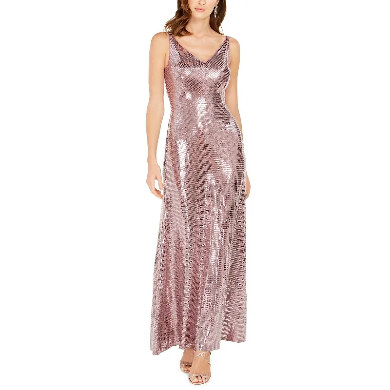 Casual Style Nightway Women's V-Neck Sequined-Dot Gown Pink Size 8