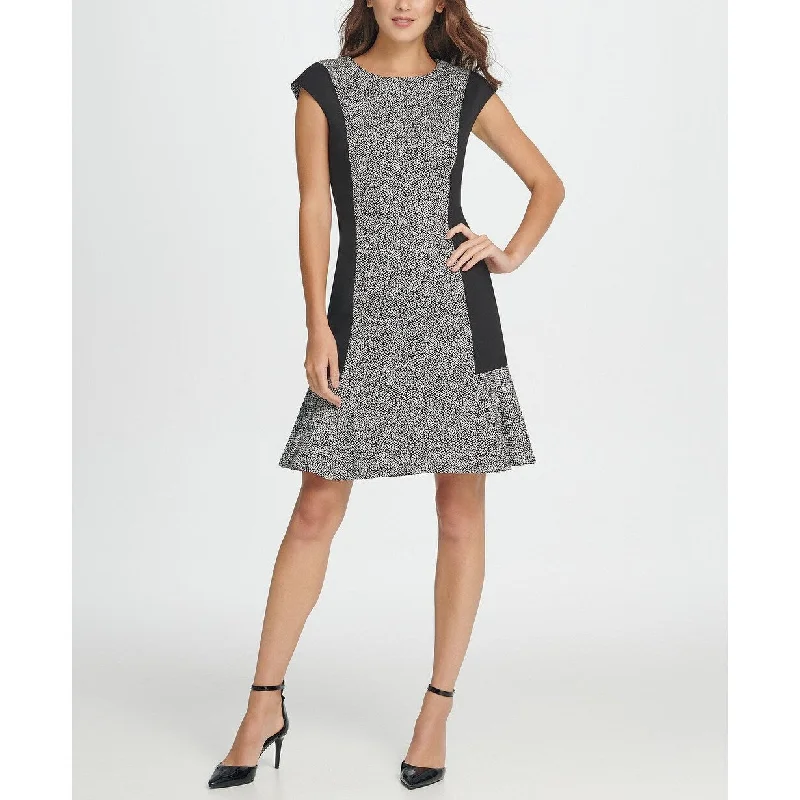 Sports Trend DKNY Women's Colorblock Millenium Flounce Shift Dress Black Size 2
