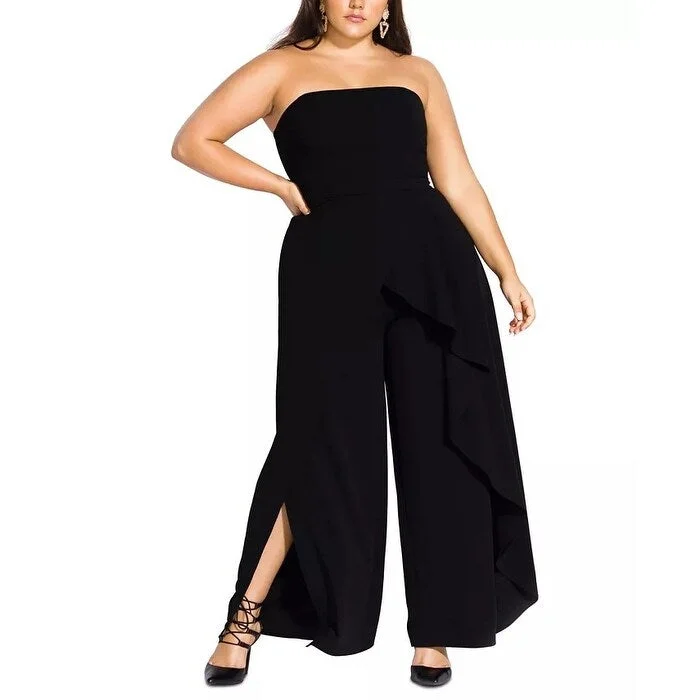Lazy Style City Chic Women's Attraction Strapless Jumpsuit Size Black Size 18W