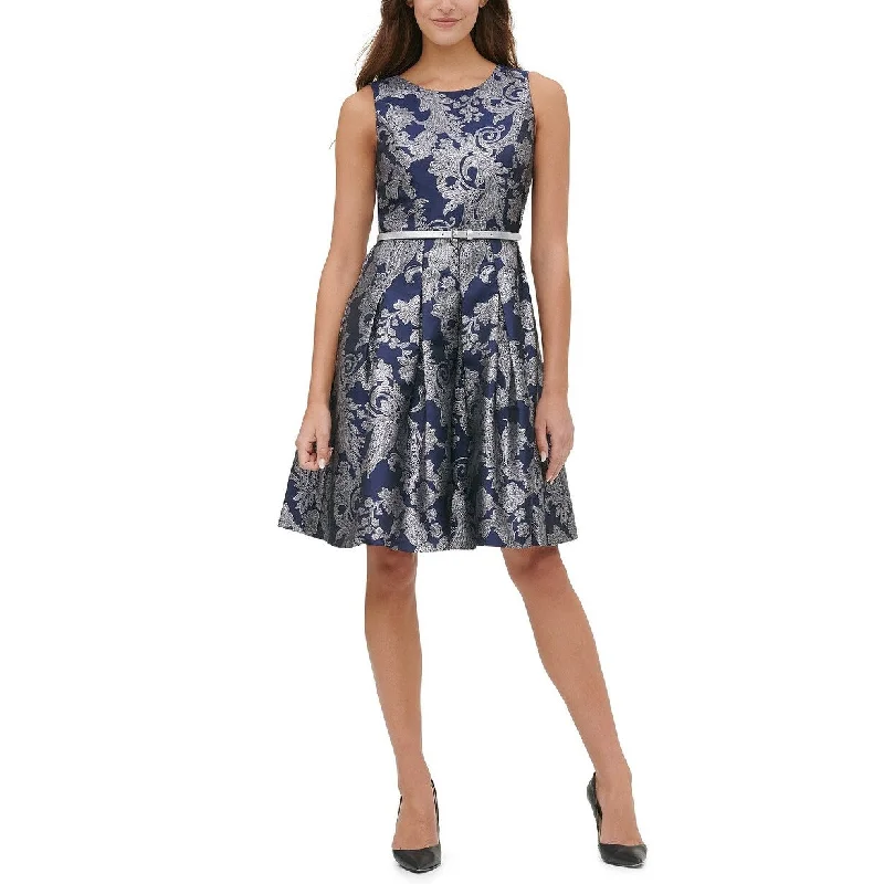 Avant-garde Design Tommy Hilfiger Women's Jacquard Fit & Flare Dress Blue Size 12
