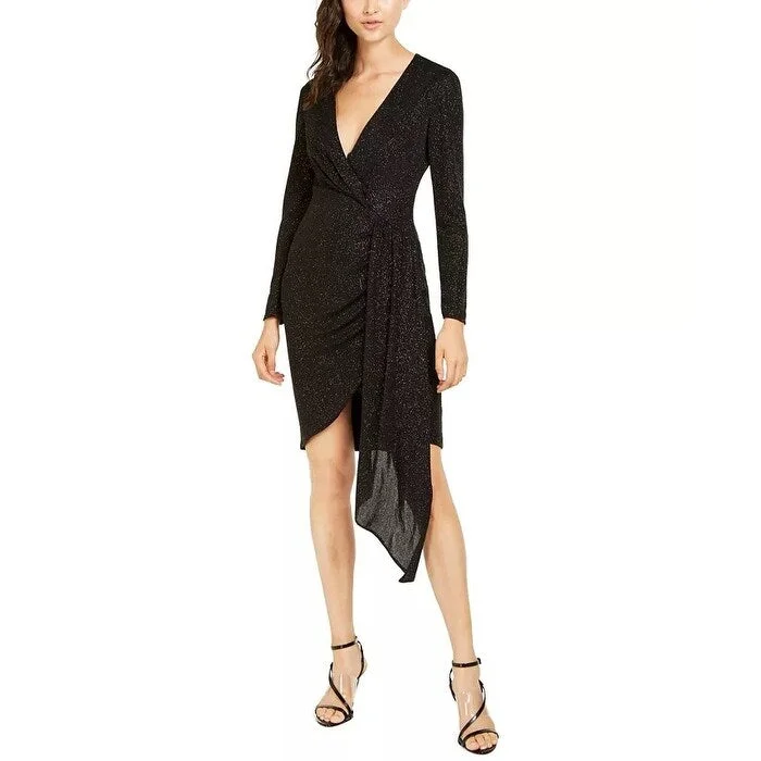 Youthful Vince Camuto Women's Faux-Wrap Glitter Dress Black Size 8