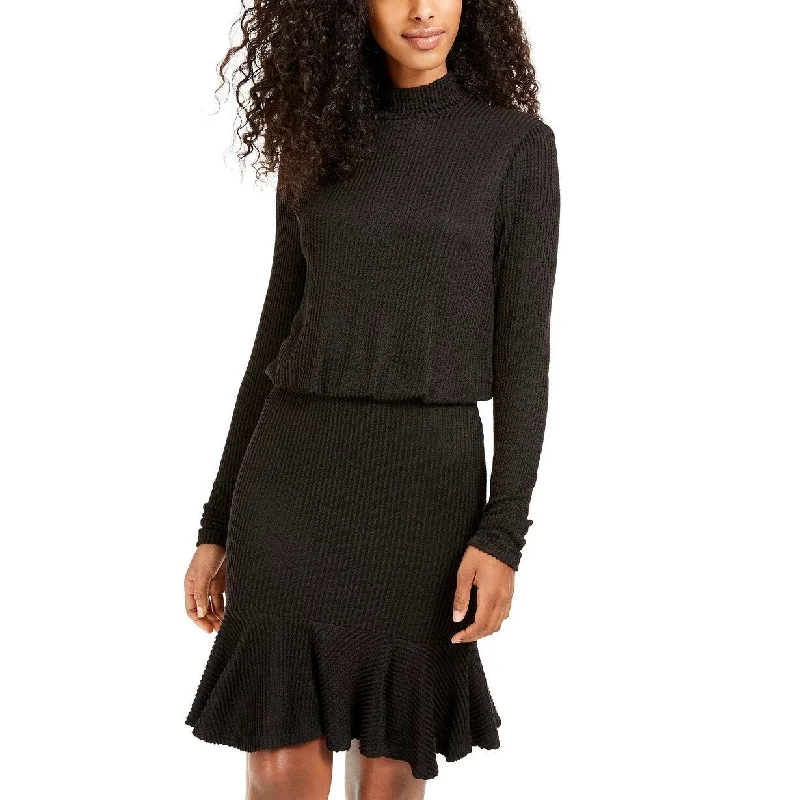 Celebrity Must-have City Studios Junior's Mock Neck Blouson Dress Black Size XX-Small Celebrity Must-have City Studios Junior's Mock Neck Blouson Dress Black Size XX-Small