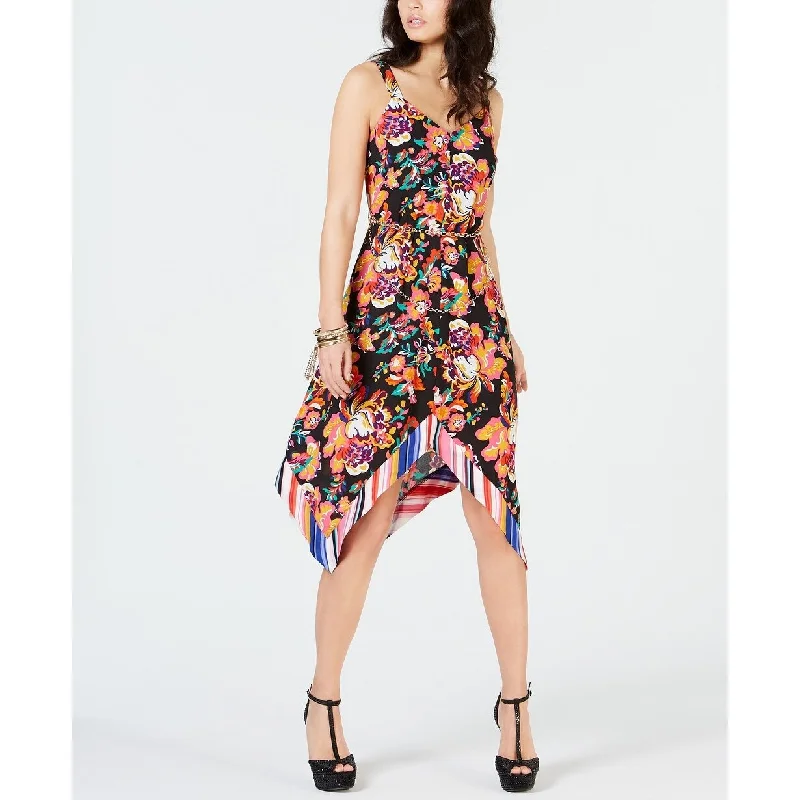 High-end Customization Thalia Sodi Women's Belted Handkerchief-Hem Dress Size Large