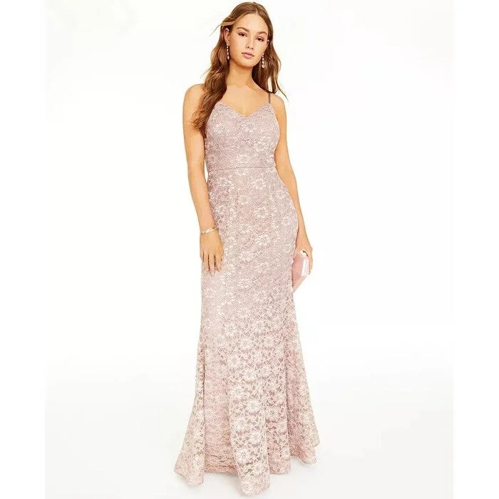 Fresh And Fashionable BCX Junior's Glitter & Lace Gown Brown Size 3
