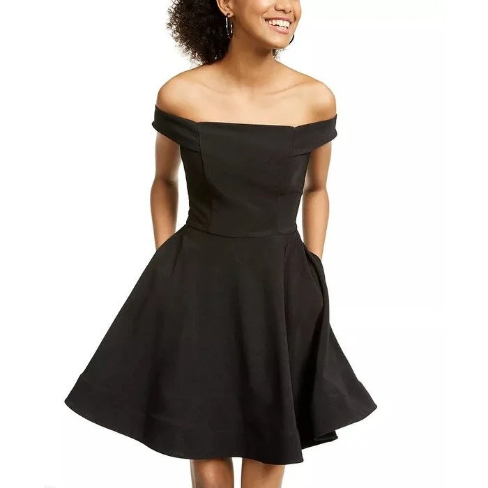 Must-have For Autumn And Winter Crystal Doll Junior's Off The Shoulder Fit & Flare Dress Black Size XX-Large Must-have For Autumn And Winter Crystal Doll Junior's Off The Shoulder Fit & Flare Dress Black Size XX-Large