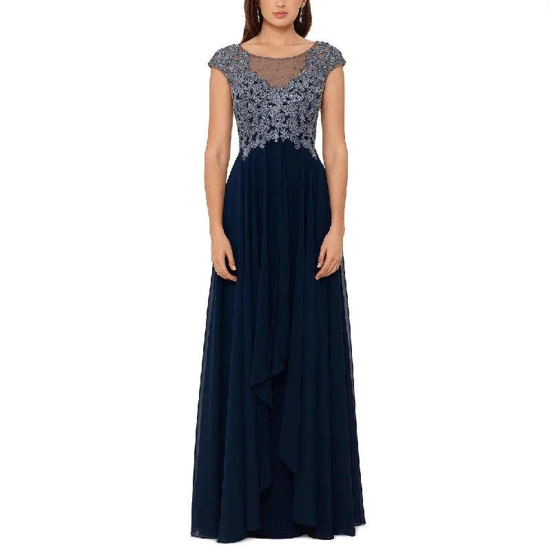 Light And Breathable XSCAPE Women's Embroidered Top Chiffon Gown Blue Size 8