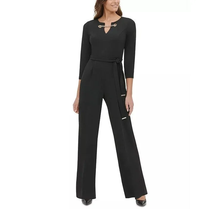 Carefree Style Tommy Hilfiger Women's Grommet Neck Jumpsuit Black Size 2