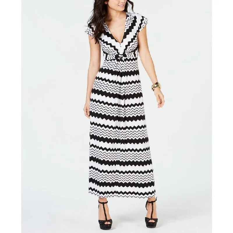 Classic Retro Thalia Sodi Women's Printed Maxi Dress Black/White Size Large - White
