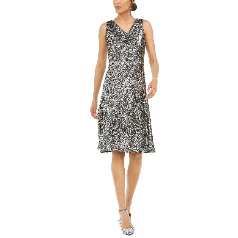 Street Cool Taylor Women's Dresses Sleeveless Sequin A-Line Metallic Silver Size 4