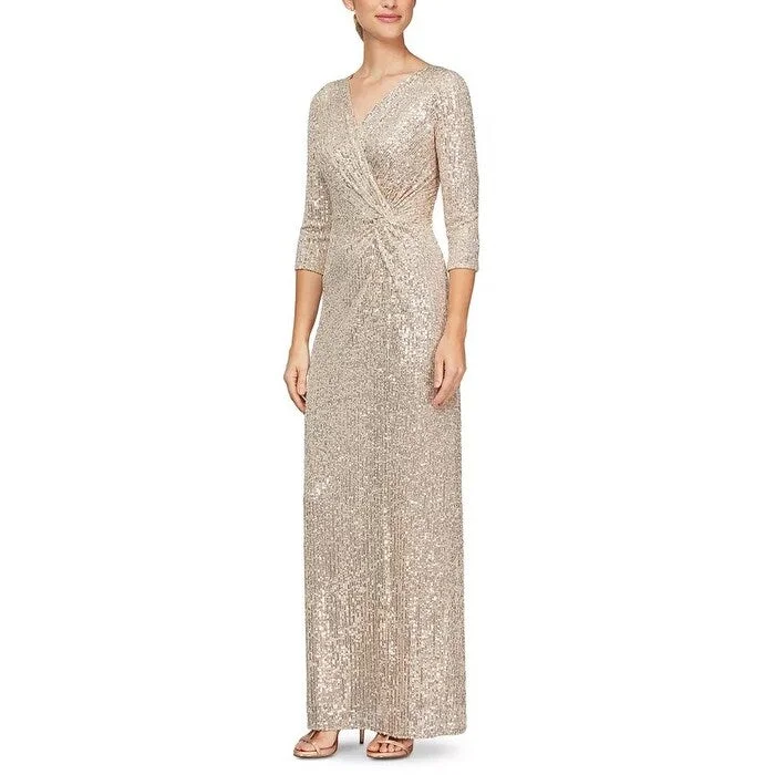 High-quality Design Alex Evenings Women's Sequin Column Gown Metallic Brown Size 10