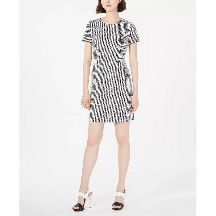 Comfortable Mind Calvin Klein Women's Jacquard Ponté-Knit Sheath Dress Gray Size 8
