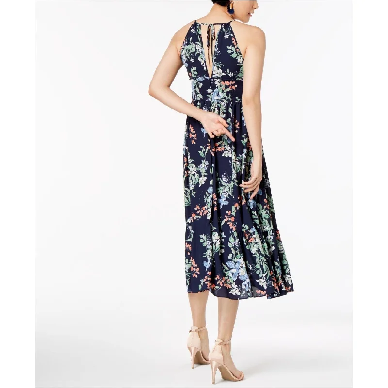 Sports Design Maison Jules Women's Floral-Print Halter Dress Blue Notte Combo Size 2