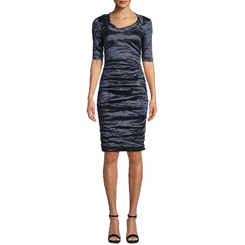 European And American Style Nicole Miller Women's Techno Metal Scoop-Neck Dress Navy Size 4 European And American Style Nicole Miller Women's Techno Metal Scoop-Neck Dress Navy Size 4