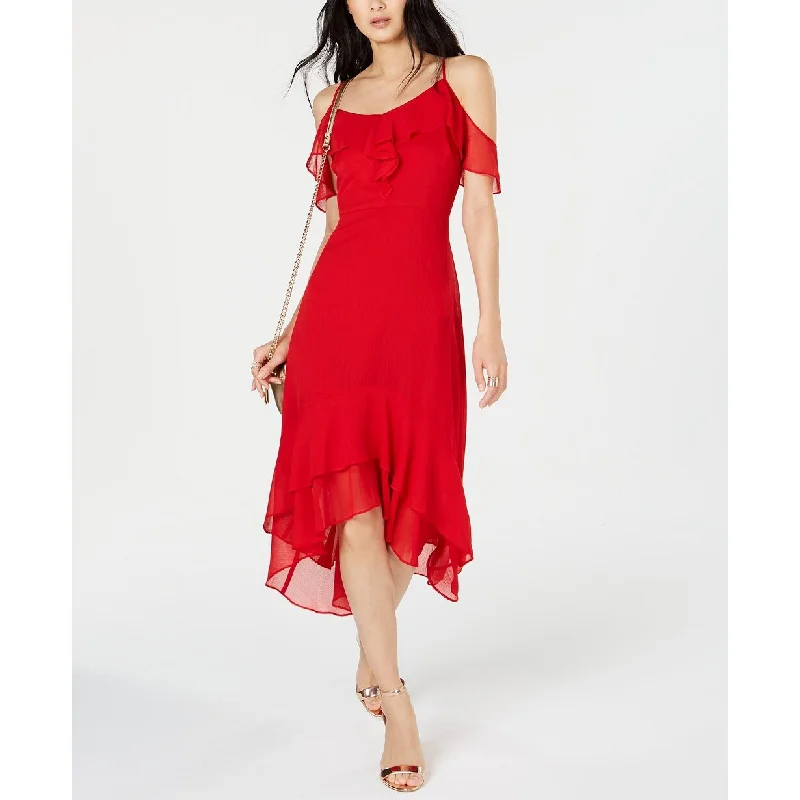 Elegant Wear INC International Concepts Women's Solid Cold-Shoulder Midi Dress Red Size 18 Elegant Wear INC International Concepts Women's Solid Cold-Shoulder Midi Dress Red Size 18