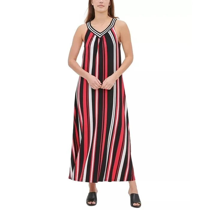 Noble And Elegant Calvin Klein Women's Striped Maxi Dress Pink Size X-Small