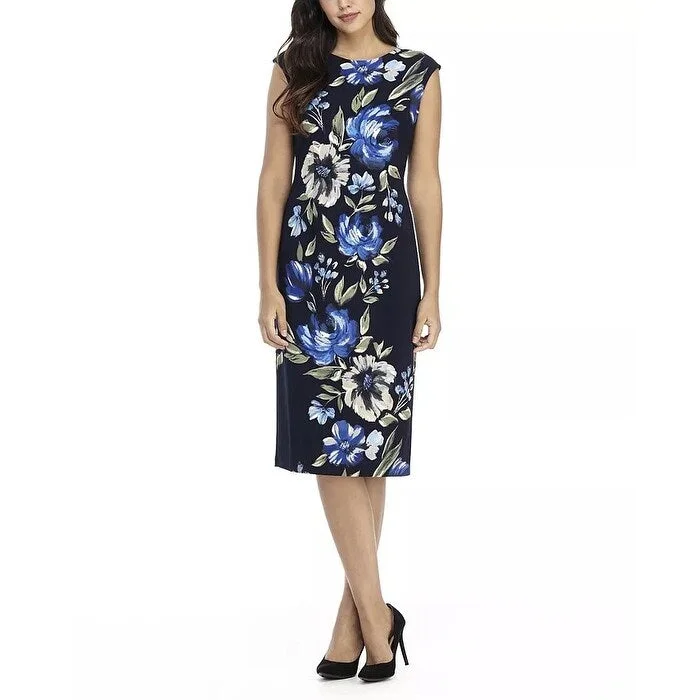 Comfortable And Cold-proof London Times Women's Printed Midi Sheath Dress Blue Size 10 Petite - 10P Comfortable And Cold-proof London Times Women's Printed Midi Sheath Dress Blue Size 10 Petite - 10P