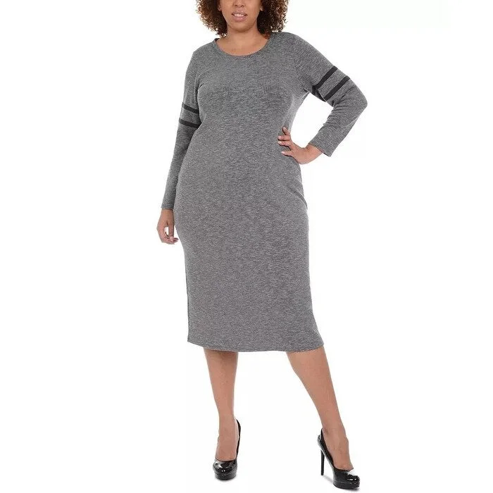 Street Charm NY Collection Women's Plus Long Sleeve Dress Grey Size 3X