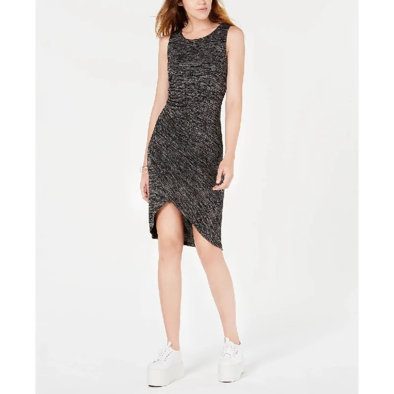 Fashion Elements Bar III Women's Tulip-Hem Ruched-Side Dress CS Gray Size Large