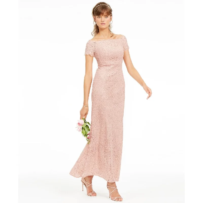 Sports And Leisure Adrianna Papell Women's Off-The-Shoulder Lace Gown Pink Size 10