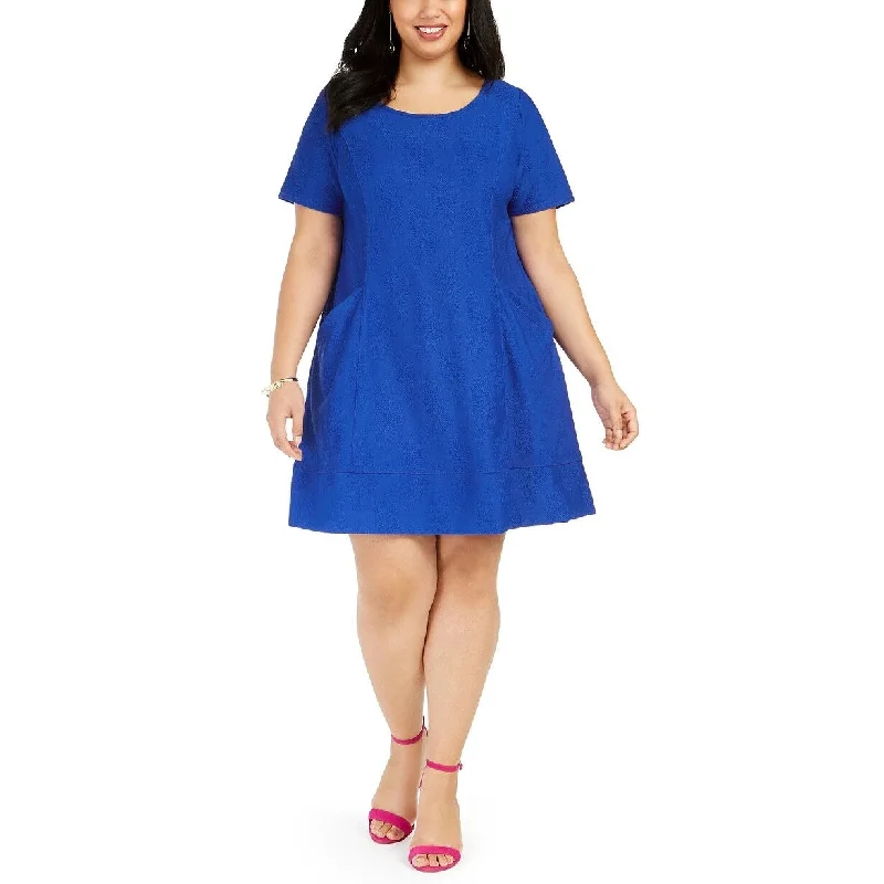 Fresh And Natural Robbie Bee Women's Plus Size Knit Pocket Dress Bright Blue Size 2X Fresh And Natural Robbie Bee Women's Plus Size Knit Pocket Dress Bright Blue Size 2X