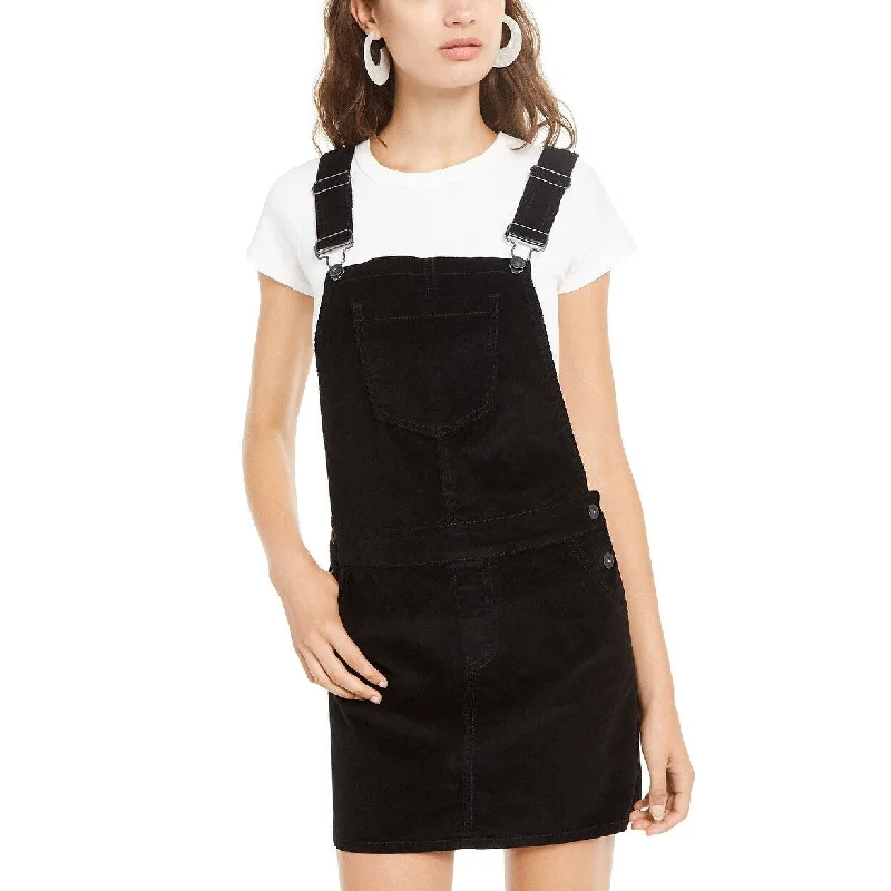 Luxury And Elegant Vanilla Star Juniors' Corduroy Overalls Dress Black Size 9