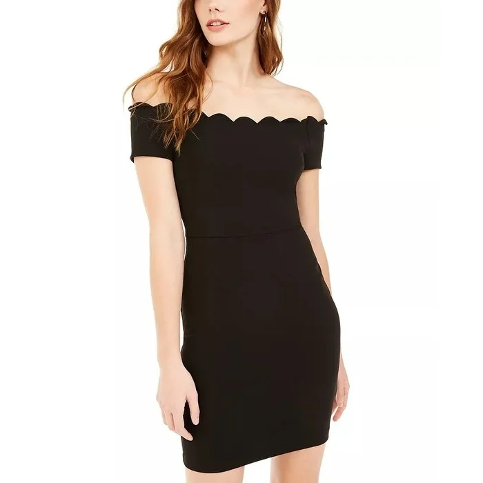 Noble And Elegant B Darlin Junior's Scalloped Off Shoulder Dress Black Size 0