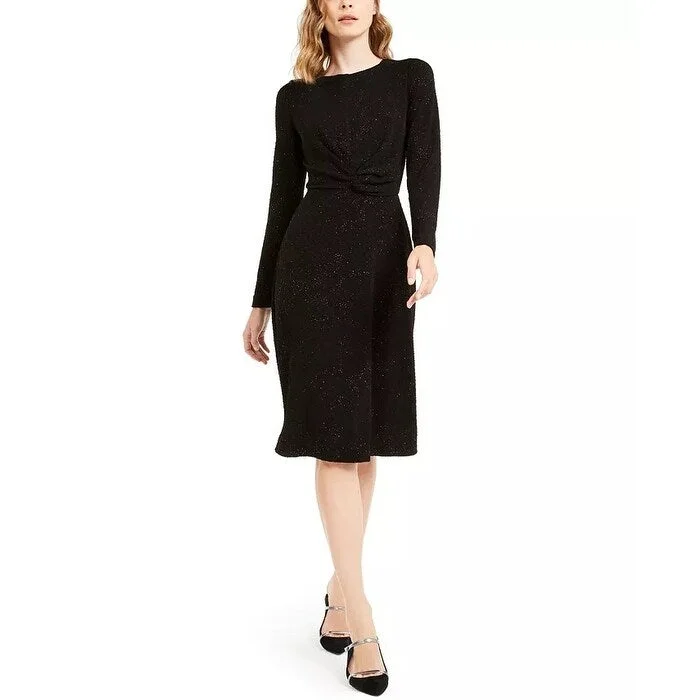 Comfortable Design Alfani Women's Tonal Twist Waist Dress Black Size Medium