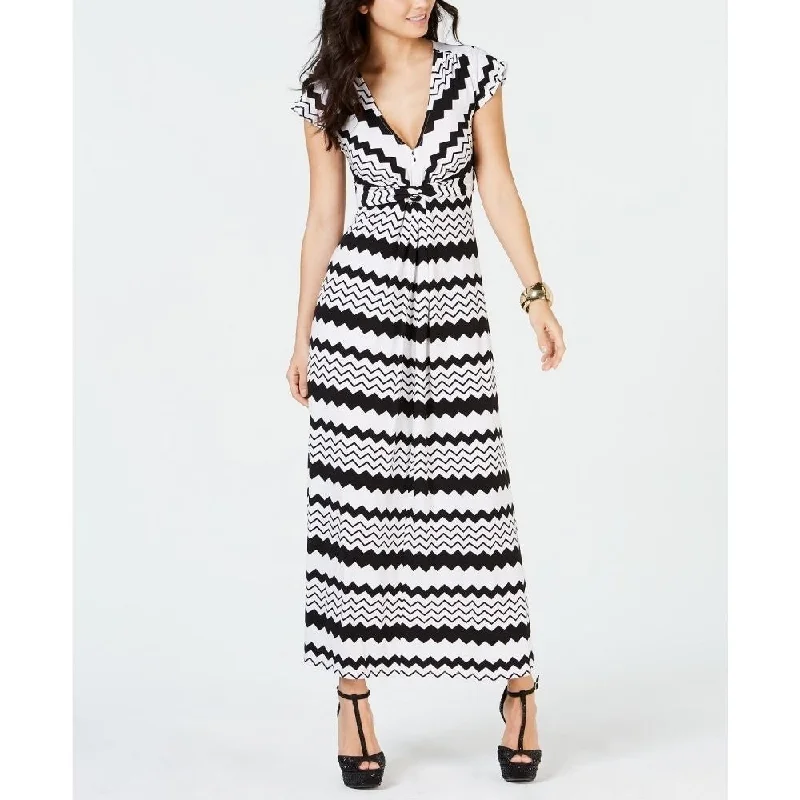 High-quality Fabrics Thalia Sodi Women's Printed Maxi Dress Black/White Size Medium - White