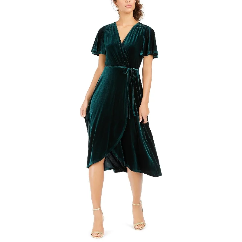 Eye-catching Personality Vince Camuto Women's Velvet Faux-Wrap Dress Dark Green Size 12 Eye-catching Personality Vince Camuto Women's Velvet Faux-Wrap Dress Dark Green Size 12