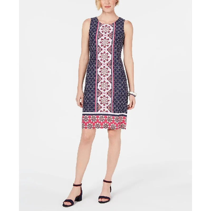 Bottom And Versatile Charter Club Women's Mosaic-Printed Shift Dress Dark Pink Size Small