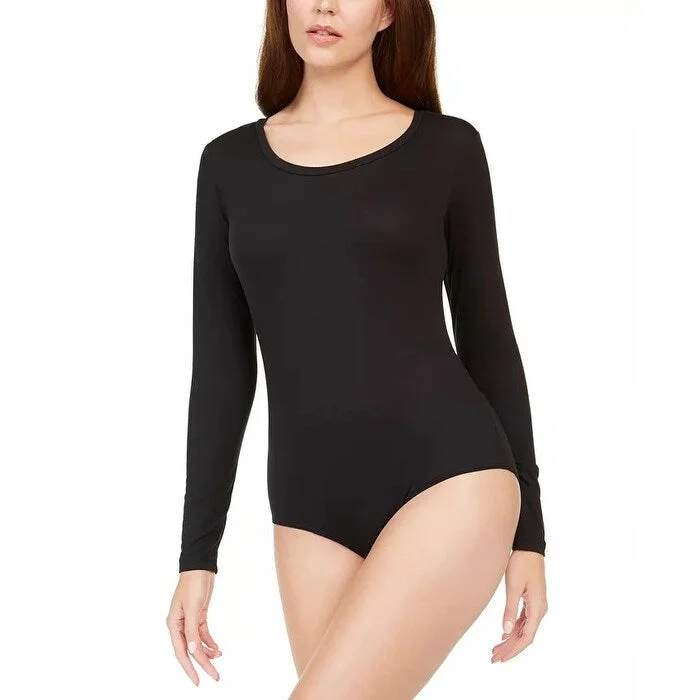 Feminine Charm 32 Degrees Women's Cozy Heat Scoop-Neck Bodysuit Black Size XX-Large