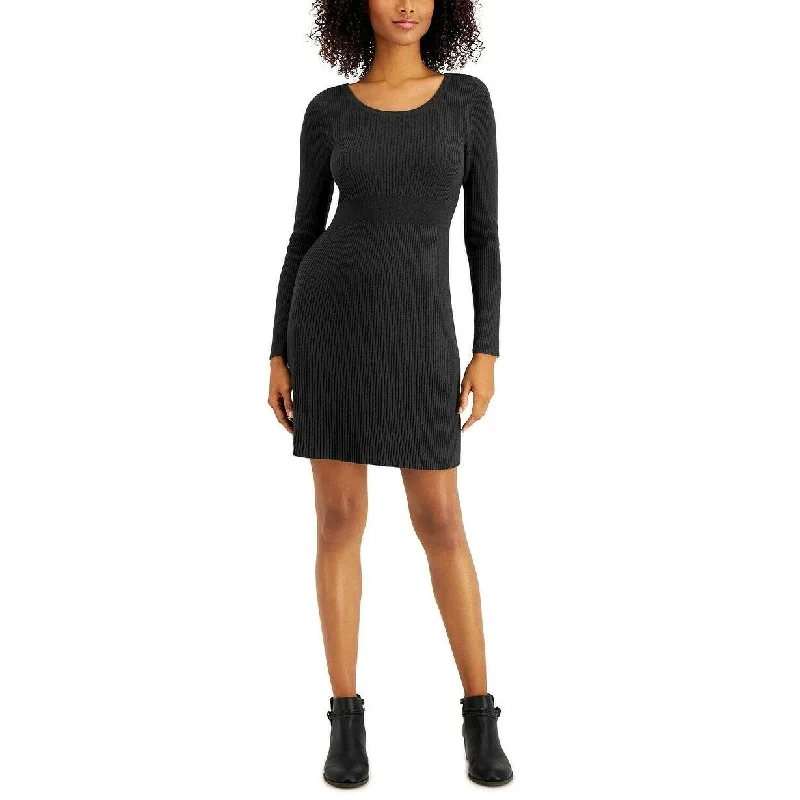 Designer Style Style & Co Women's Ribbed-Knit Sweater Dress Black Size X-Large