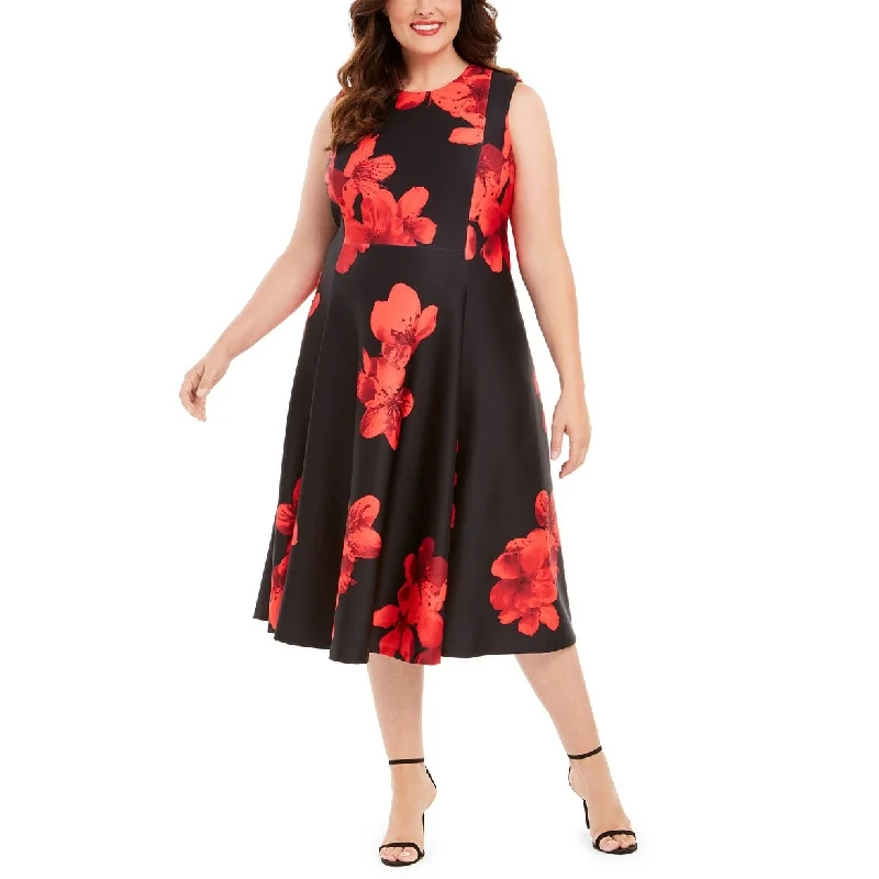 Personalized Outfit Calvin Klein Women's Plus Size Floral-Print Fit & Flare Dress Red Size 16W Personalized Outfit Calvin Klein Women's Plus Size Floral-Print Fit & Flare Dress Red Size 16W