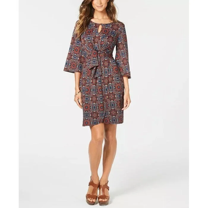 New Season Series NY Collection Women's Petite Printed Faux-Wrap Dress Black Size Large New Season Series NY Collection Women's Petite Printed Faux-Wrap Dress Black Size Large
