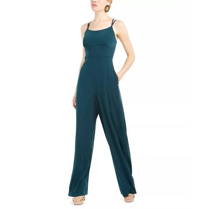 Classic Series Sequin Hearts Junior's Emma Glitter Jumpsuit Bright Green Size 15