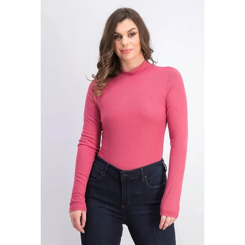 Elegant Design Self Esteem Juniors' Mock-Neck Bodysuit Pink Size Medium