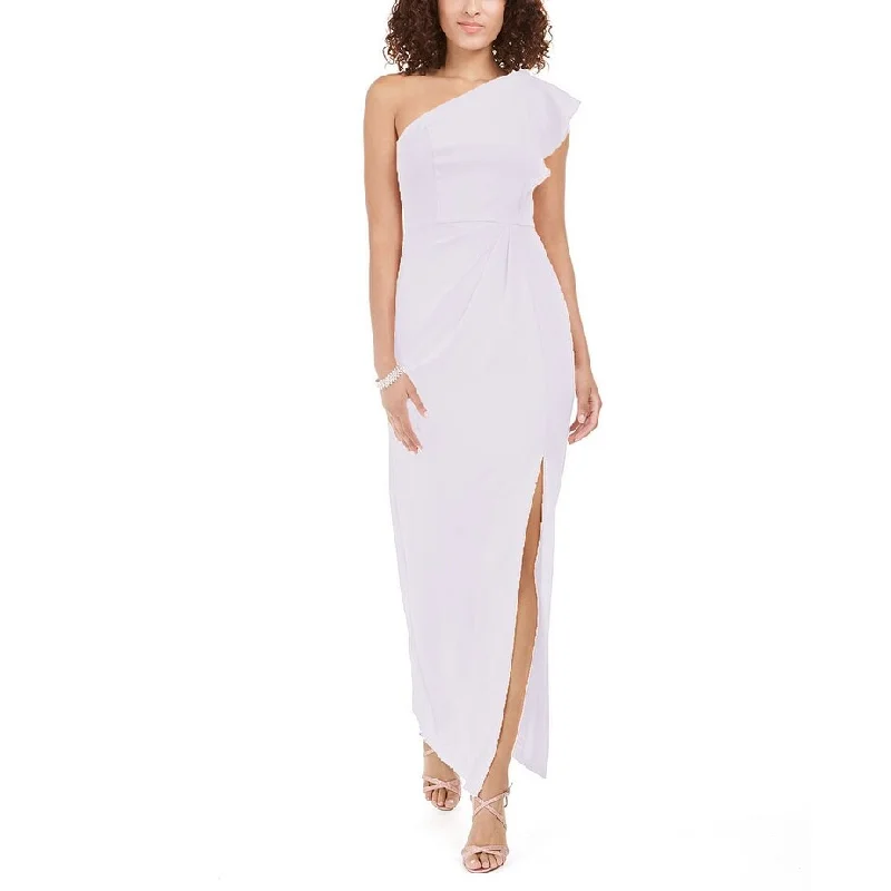 Elegant Temperament Adrianna Papell Women's Ruffled One-Shoulder Gown White Size 4