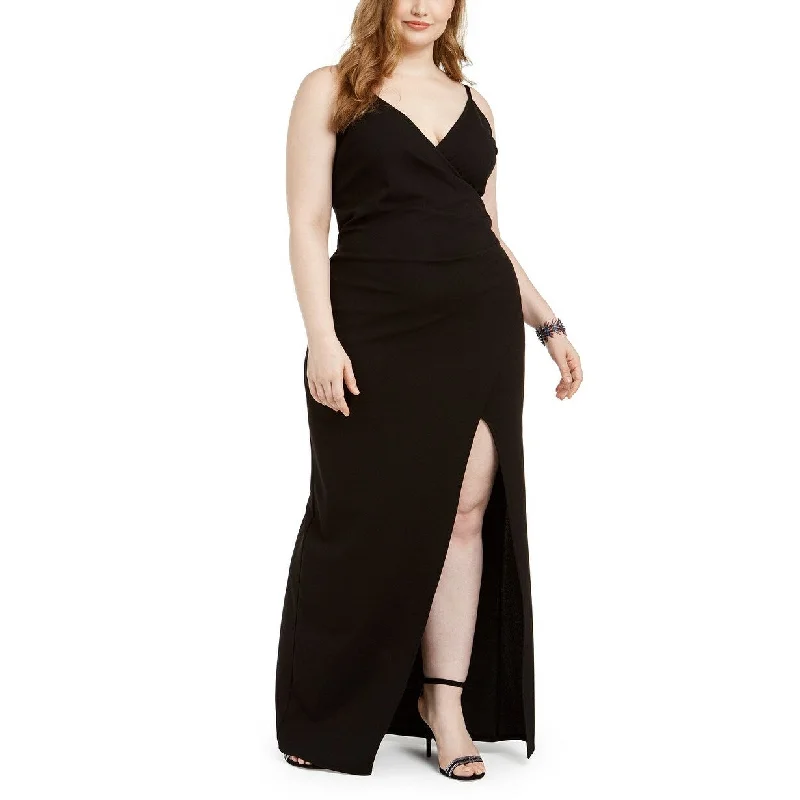 Noble And Elegant Emerald Sundae Women's Trendy Plus Size Juniors' Wrap Gown Black Size 2 Extra Large