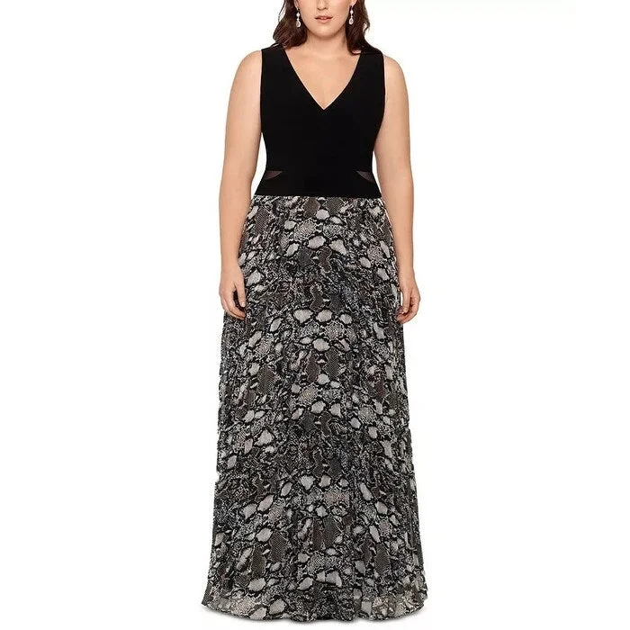 Comfortable Wear Xscape Women's Plus Size Snake-Print Gown Beige Size 20W