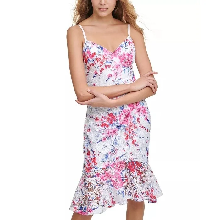 Modern Tailoring GUESS Women's Printed Lace Bodycon Dress Pink Size 6
