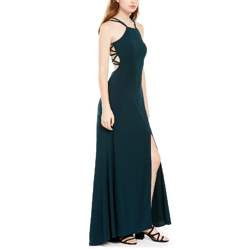Sports Fashion Morgan & Company Junior's Ladder Back Halter Gown Dark Green Size 7