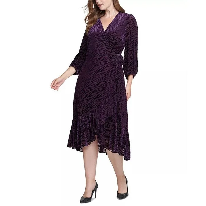 Fashion Innovation Calvin Klein Women's Burnout Zebra Midi Dress Purple Size Petite Small - Petite Small Fashion Innovation Calvin Klein Women's Burnout Zebra Midi Dress Purple Size Petite Small - Petite Small